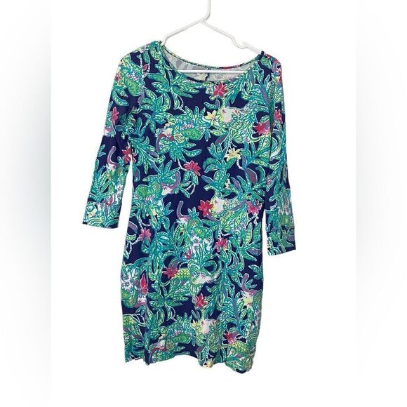 Lilly Pulitzer Marlowe Dress Trunk Show 100% Pima Cotton Tropical Floral - Picture 2 of 6